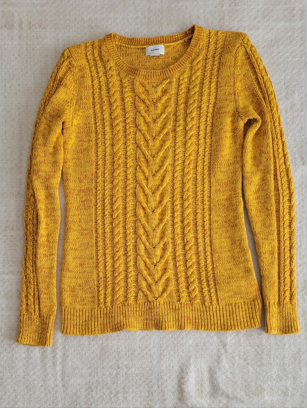 Old Navy Yellow Melange Cable Knit Sweater